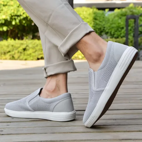 Vista 2 de Puxowe Zapatos sin cordones para caminar para hombre, con cojín de aire, tenis casuales de malla, zapatos deportivos de trabajo
