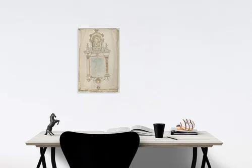Vista 2 de Historic Pictoric Lámina artística: flamenco - diseño para una tumba de pared con una variante y una estatua de Cristo como Salvator Mundi