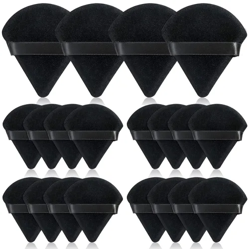 Vista 8 de Thrilez 20 piezas Borlas de Polvo Triangulares, Borlas de Polvo Suelto Borlas de Maquillaje para Polvo Facial, Borla de Polvo Fijador