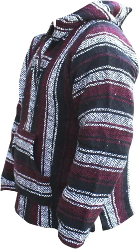 Vista 2 de Del Mex Sudadera mexicana estilo baja, poncho tipo sudadera con capucha, diseño de surf, estilo hippie, jerga