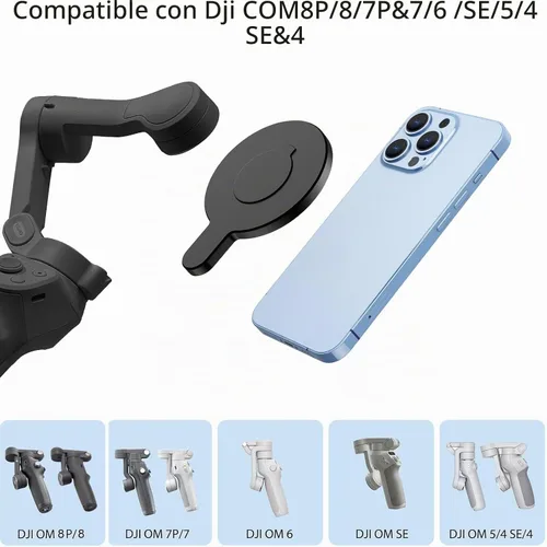 Vista 3 de Soporte de anillo magnético para DJI Osmo Mobile 8P 8 7P 7 6 SE OM 5 4 Negro
