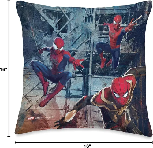Vista 4 de Marvel Man No Way Home Spider-Men - Almohada de saltar para hombre, 16 x 16, multicolor
