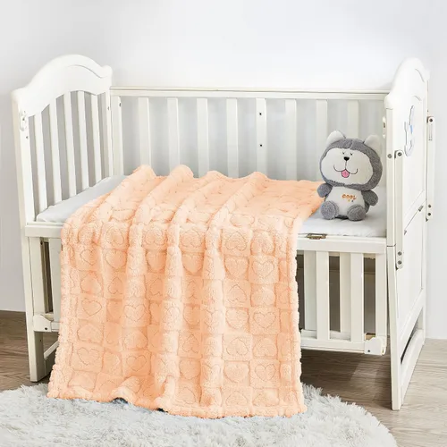 Vista 6 de Yurhap Manta de forro polar para bebé, a cuadros, ultra suave y acogedora para niñas y niños, manta mullida para bebés recién nacidos, regalos
