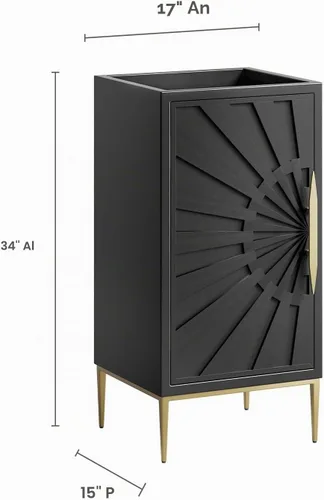Vista 3 de Modway Awaken Mueble de tocador de baño, 18 pulgadas, color negro