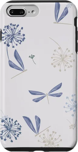 Vista 12 de Bonita funda para iPhone 17 con diseño de libélula de diente de león azul lavanda beige