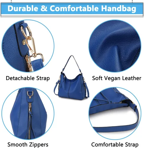 Vista 3 de VX VONXURY Bolsos Hobo para mujer, bolso de mano de piel sintética para mujer, bolso de hombro mediano con bolsillos laterales para el trabajo