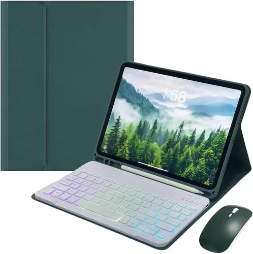 Vista 15 de Funda con teclado retroiluminado arcoíris para Galaxy Tab S6 Lite de 10.4 pulgadas con mouse y 7 colores RGB retroiluminación colorida teclado