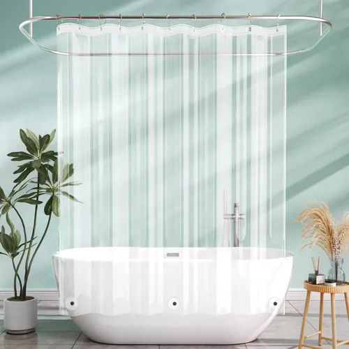 Vista 31 de AmazerBath Forro de cortina de ducha, 72x72 Forros de cortina de ducha beige, Forro de ducha de plástico ligero, Bonitas cortinas de ducha PEVA