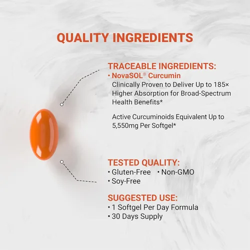 Vista 3 de Naturalis NovaSOL Curcumina de cúrcuma (5,550 mg equivalentes de curcuminoides por porción), clínicamente probado con una mejor absorción 185 veces