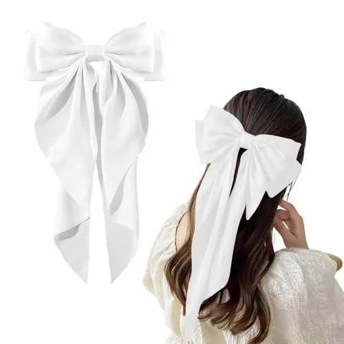 Vista 5 de Kefley Pinzas para el cabello con pasador francés para cabello grueso y fino, sandalias de lazo de grogrén para mujeres, niñas y horquillas de cinta