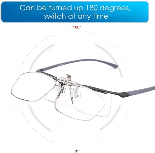 Vista 2 de TERAISE Gafas de lectura con clip con función abatible, marco completo de metal, clip en gafas graduadas, diseñadas para la miopía, lectores de moda