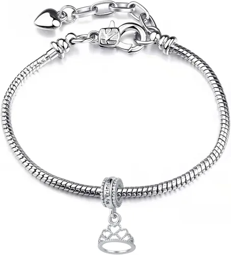 Vista 3 de Dije de corona para mi princesa reina compatible con pulseras Pandora