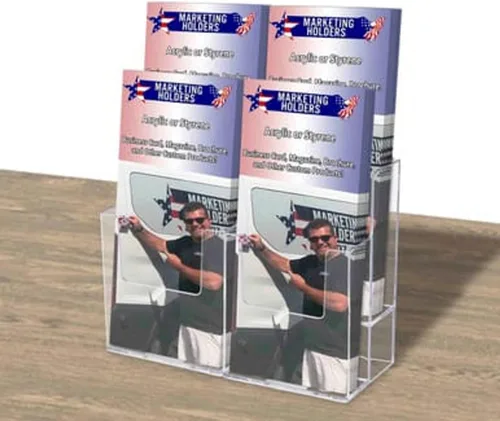 Vista 2 de Marketing Holders Soporte para folletos para tarjetas de estante de 4 pulgadas para colgar múltiples ranuras, todo en uno, pantalla transparente