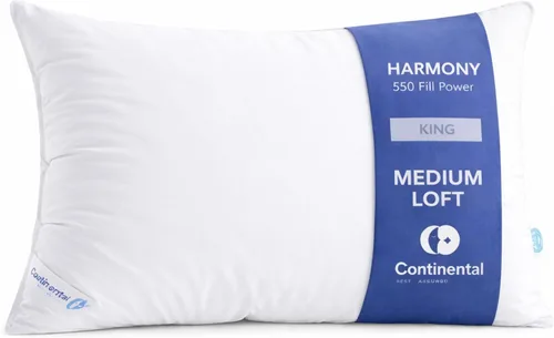 Vista 18 de Continental Bedding Harmony White Goose Down Pillow 550 Fill Power Medium Loft 100% algodón 300 hilos Shell tamaño estándar 1 paquete fabricado