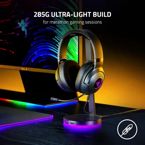 Vista 2 de Auriculares Razer Kraken V3 X con cable USB para juegos: Construcción ligera - Controladores Triforce de 40 mm - Micrófono cardioide HyperClear