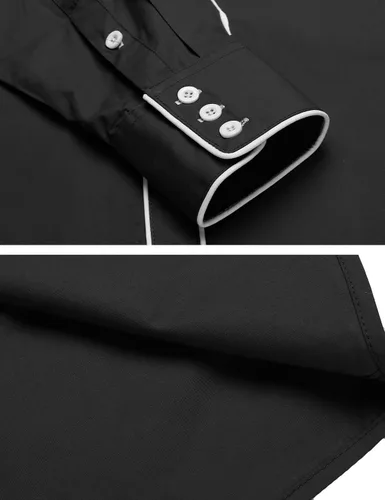 Vista 7 de Coofandy Camisa de hombre de manga larga ajustada con bordado casual de botón