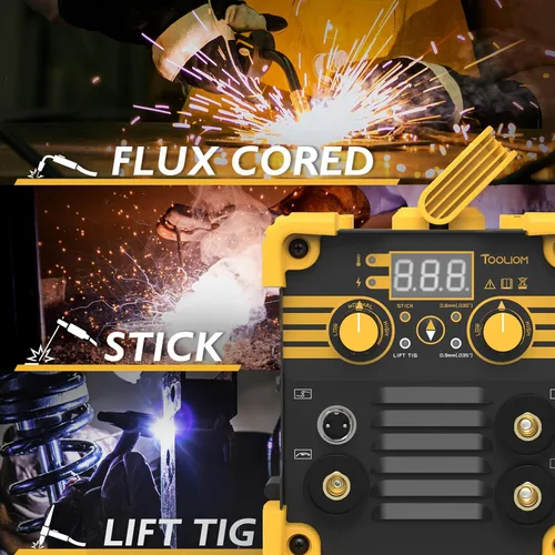 Vista 3 de TOOLIOM 135A Mini Soldador MIG de núcleo de flujo 110V Soldador MIG sin gas Flux MIG/Lift TIG/Stick Máquina de soldadura 3 en 1 Portátil