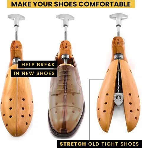 Vista 5 de HOUNDSBAY Bulldog - Estirador profesional de madera de 2 vías para hombres y mujeres, ampliador de zapatos y expansor para mujeres
