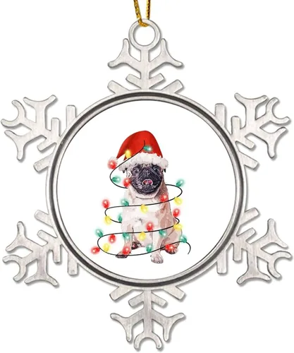 Vista 16 de Decoración de árbol de Navidad de metal con copo de nieve para perro, adorno de Navidad para perro, adorno de Navidad de feliz Navidad, sombrero