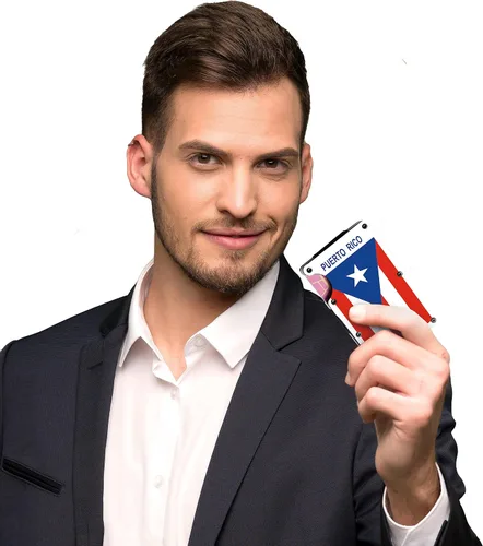 Vista 3 de Billetera de acero inoxidable con clip para dinero, Puerto Rico, Slim