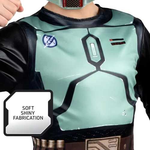 Vista 3 de Star Wars Boba Fett - Disfraz oficial de Halloween para jóvenes, overol estampado con máscara de plástico