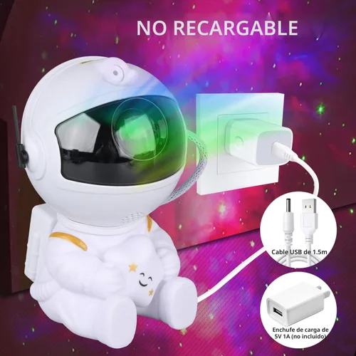 Vista 7 de Proyector de Estrellas de Astronauta, Luz de Galaxia Proyector de Estrellas para Niños, 8 Modos Control Remoto y Luces LED Ajustables de 270°