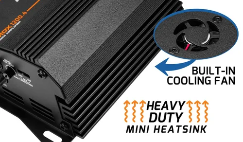 Vista 5 de PRV Audio MDX1200.4 Amplificador de audio para automóvil de 2 ohmios mini de 4 canales 4 x 300 vatios RMS a 2 ohmios - 1200 vatios 12 voltios