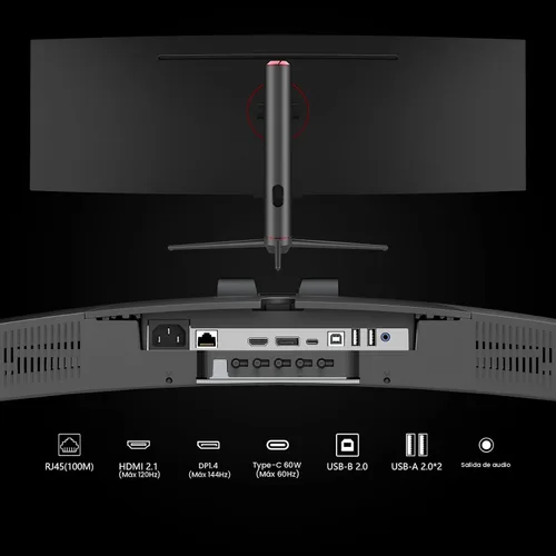 Vista 9 de INNOCN Monitor curvo para juegos de 49" 144Hz Ultrawide 32:9 WDFHD 3840 x 1080P, R1800, 99% sRGB, HDR400, USB tipo C, DisplayPort, HDMI, altavoces