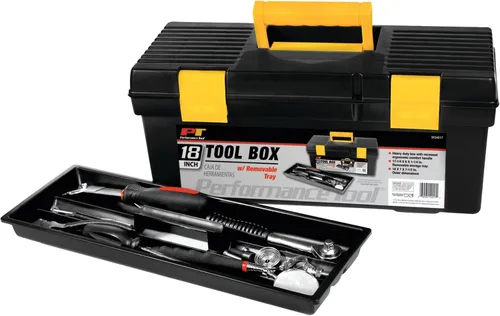 Vista 4 de Performance Tool W54017 - Caja de plástico de 18 pulgadas con asa, caja de almacenamiento con organizador de herramientas, bandeja