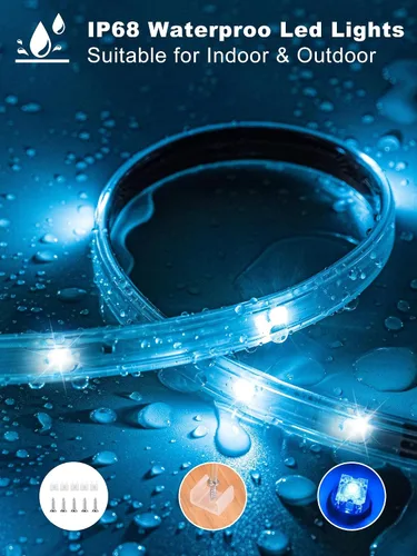 Vista 5 de Ledagic Tira de luces LED para exteriores impermeables de 50 pies (1 rollo), tira de luz LED exterior IP65 impermeable con control remoto