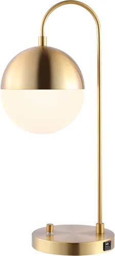 Vista 5 de SAFAVIEH Lighting - Lámpara de mesa Cappi de metal de 20.5 pulgadas, latón dorado, diseño moderno de globo, lámpara de escritorio para oficina