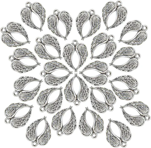 Vista 12 de Framendino, Dijes de alas de ángel con alas de oro, dije de alas de metal para pulseras, collares, aretes, suministros de fabricación de joyas de 3