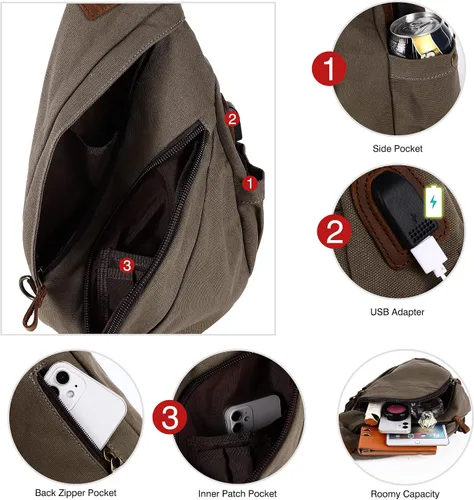 Vista 4 de HUXFAM Mochila bandolera pequeña multiusos casual mochilas al aire libre ciclismo senderismo viajes, 40 verde militar, Mochilas Daypack