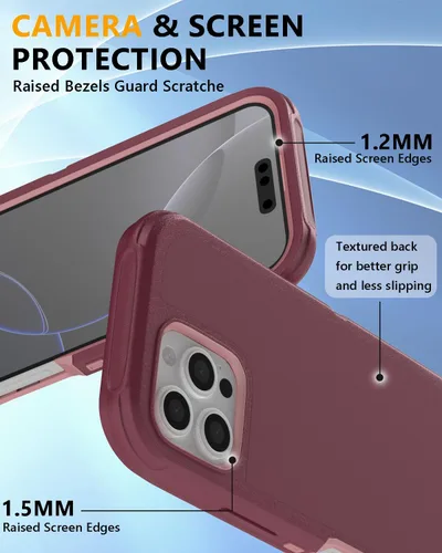 Vista 4 de Tall silver Funda para iPhone 16 Pro Max con [2 protectores de pantalla + 2 protectores de lente de cámara], 3 en 1, protección resistente de grado