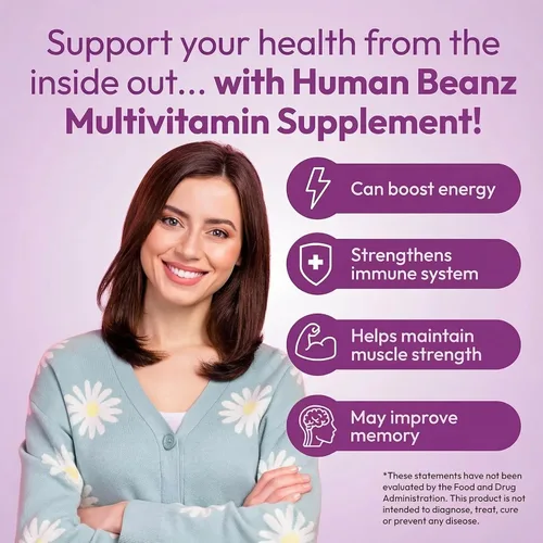 Vista 4 de Human Beanz Gomitas multivitamínicas con zinc para hombres y mujeres, suplementos dietéticos de apoyo inmunológico para adultos, vegetarianos, 120