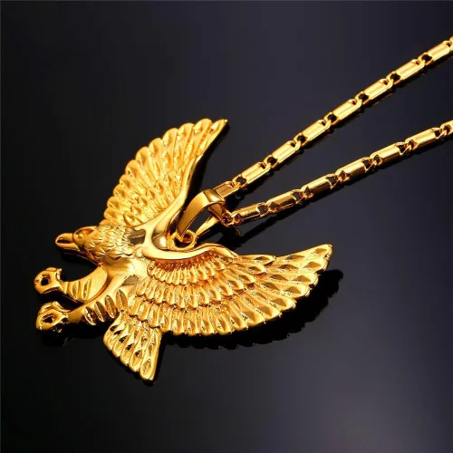 Vista 2 de U7 Collares punk camaleónáguiladragónhalcónlobo para hombres y mujeres, colgante de animal de acero inoxidable negro retro, regalo de joyería