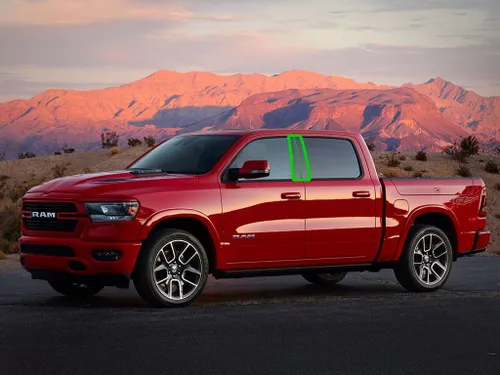 Vista 2 de Rvinyl Kit de molduras de ventana precortadas para poste de pilar en aluminio negro cepillado compatible con Dodge Ram 2019-2024 Crew Cab/Quad Cab