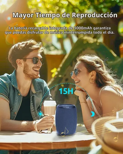 Vista 5 de Altavoz Bluetooth, altavoz inalámbrico portátil con sonido fuerte estéreo, BT5.3, IPX5 impermeable, emparejamiento TWS, para fiestas en casa al aire
