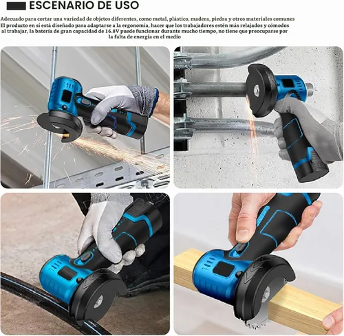 Vista 4 de Kit de Amoladora Angular Inalámbrica Sin Escobillas ZFULVO, Mini Herramienta de Rectificado Eléctrico de 19500rpm con Batería de 2x16.8V 2000mAh y 6