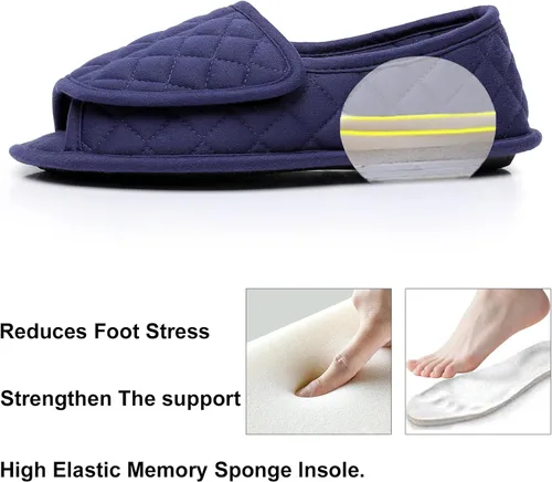 Vista 62 de Git-up -Pantuflas para mujer con diabetes/artritis/edema, cierre ajustable, espuma viscoelástica, punta abierta, extra ancha