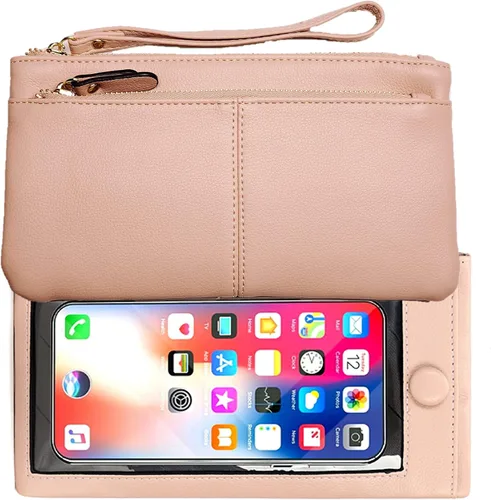 Vista 7 de Funda de cuero para teléfono con pantalla táctil, cartera de mano para mujeres y niñas