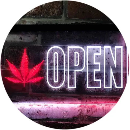 Vista 17 de ADVPRO Open Marijuana Hemp Leaf High Life Dual Color LED Neon Sign Blue & Red 12" x 8.5" st6s32-j0791-br