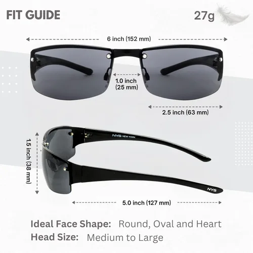 Vista 5 de NYS Collection King Street - Gafas de sol deportivas para mujeres y hombres, ligeras, envolventes, 100% con protección UV