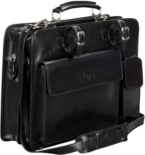 Vista 2 de Maxwell Scott - Mens Luxury Italian Leather Large Square Briefcase - Zip Closure - Handmade in Italy - The Alanzo