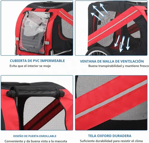 Vista 2 de PEXMOR Remolque de bicicleta para perros, carrito plegable para mascotas, carrito de remolque para bicicleta, carrito de carga con enganche