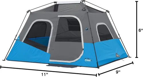 Vista 10 de CORE Instant Cabin Tents with LED Lights Family Multi Room Lighted Pop Up Tents for Camping Included Storage Pockets for Camping Accessories