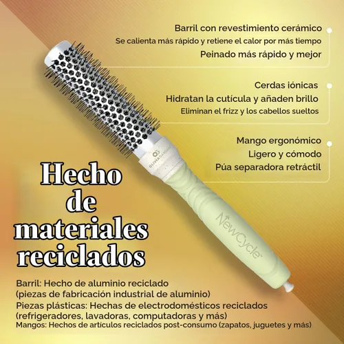 Vista 3 de Olivia Garden NewCycle Round Thermal Hair Brush (not Electrical) with Ceramic Barrel, Ionic Technology and Made from 100% Recycled