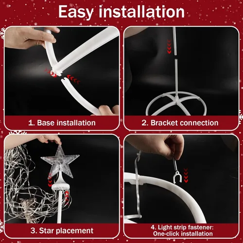 Vista 4 de Hoofun Luces de árbol de Navidad para decoraciones al aire libre: árboles de Navidad iluminados inteligentes de 6 a 8 pies, control de aplicación