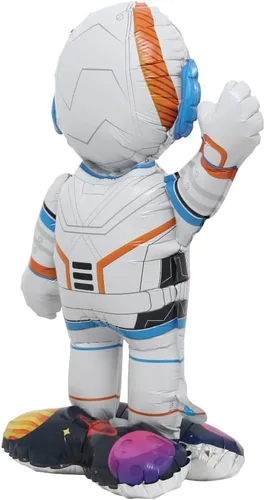 Vista 6 de Globos inflables de astronauta y hombre espacial con base de pie de papel de aluminio, tema espacial para niños, decoración de fiesta de cumpleaños