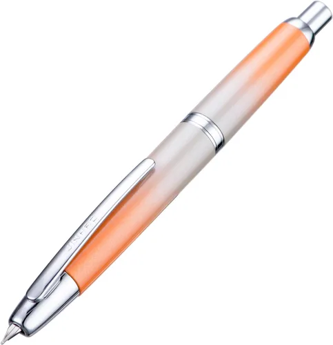 Vista 49 de Jinhao 10 Press Pluma estilográfica con caja, punta mediana retráctil de oro mate cepillado con juego de convertidor de tinta (clip dorado)
